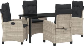 vidaXL Garden Dining Set 5 pcs Light Grey Poly Rattan vidaXL