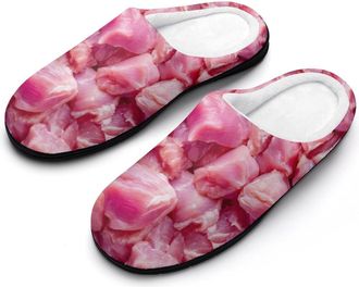 Generic Chicken Meat Funny Mens Cotton Slippers Shoes Novelty Soft Non-Slip Sole Home Shoe