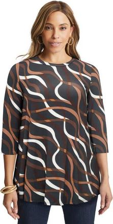 Jessica London Stretch Knit Swing Tunic in Neutral Ribbon at Nordstrom, Size 16