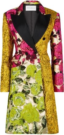 Nina Ricci Jassen, Dames, Veelkleurig, S, Leer, Patchwork Jacquard Redingote