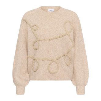 Saint Tropez Trui met ronde hals - Dames - Ronde hals truien - Beige - S - Truien & Vesten