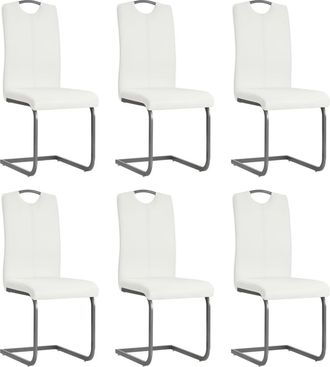 vidaXL Sillas De Comedor Voladizas 6 Unidades De Tela Blanca Vidaxl