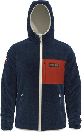 Napapijri Blauwe Yupik Fleece Hoodie met Rits - Heren - Zomerjassen - Blauw - L - Polyester - Jassen