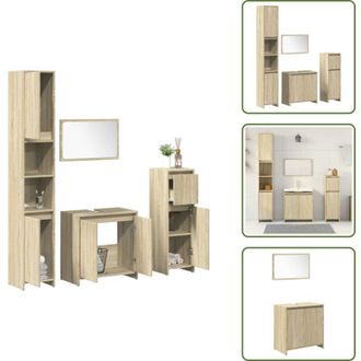 vidaXL Lavandino da bagno - vidaXL Set Mobili da Bagno 4 pz Rovere Sonoma in Legno Multistrato - Armadietto da bagno in legno