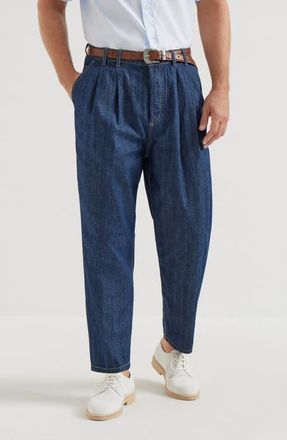 Brunello Cucinelli Double pleated trousers in Dark Denim at Nordstrom, Size 60 It