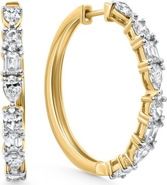 Pompeii3 1 - 5 Ct Multi Fancy Shape Diamond Hoops 14k Gold Lab Grown Womens Earrings