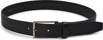 HUGO BOSS Mens Accessories Leather Belt Metal Buckle Belts in Black - Size 110 cm