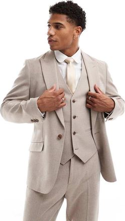 Asos new skinny suit jacket in beige melange-Neutral