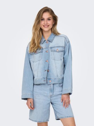 Only Jeansjacke ONLY ONLROBYN L/S DNM JACKET PIM OY, Damen, Gr. XS (34), blau (light blau denim), Web, Obermaterial: 100% Baumwolle, unifarben, regular fit