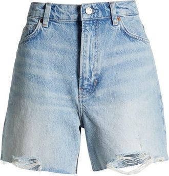 Reformation Saige High Waist Raw Hem Denim Cutoff Shorts in Burnett at Nordstrom, Size 24