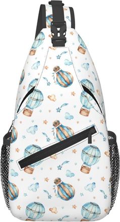 Generic Hot Balloons Stars Clouds Boho Chest Bag Trendy Shoulder Bag Anti Theft Sling Backpack For Outdoors Traveling Runner
