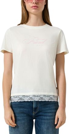 QS by s.Oliver Rundhalsshirt QS, Damen, Gr. XXL (44), wei&szlig;, Jersey, Obermaterial: 100% Baumwolle, bedruckt, tailliert h&uuml;ftbedeckend, Rundhals, Shirts Rundhalsshirt, 