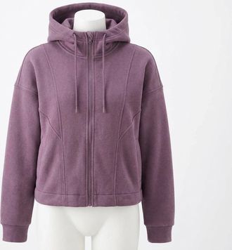 Spanx Cotton Fleece Full Zip Hoodie In Purple