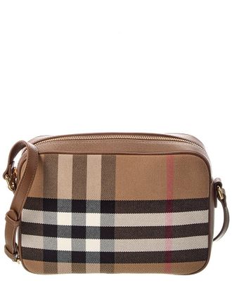 Burberry Check Canvas & Leather Shoulder Bag