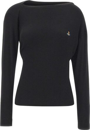 Vivienne Westwood Hebo Top - Dames - Ronde hals truien - Zwart - XS - Leer - Truien & Vesten
