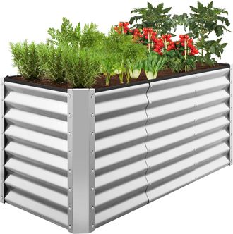 Best Choice Products 4x2x2ft Outdoor Metal Raised Garden Bed, Planter Box for Vegetables, Flowers, Herbs