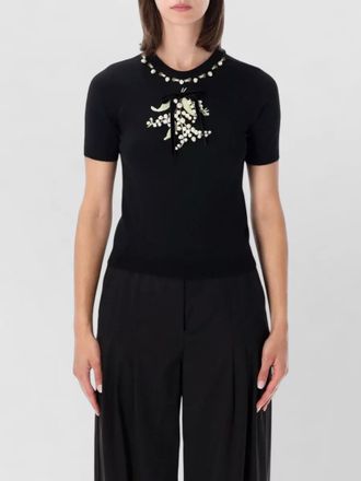 Valentino Garavani virgin wool crew neck top lilies