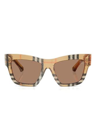 Burberry Sunglasses check-pattern geometric sunglasses - Brown