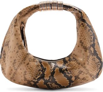 Mango Kira Snakeskin Embossed Leather Shoulder Bag in Light Beige at Nordstrom