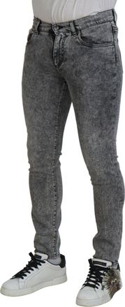 Dolce & Gabbana Grey Washed Cotton Slim Fit Men Denim Jeans Gray Elastane Clothing