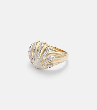 Yvonne L&eacute;on Yvonne L&eacute;on Anello Chevali&egrave;re Coquillage in oro 18kt con diamanti
