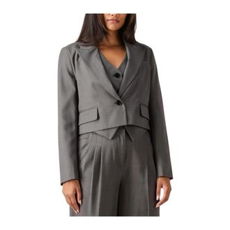 Co'Couture Liane Blazer - Dames - Blazers - Grijs - L - Leer - Jassen