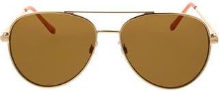 Roxy 58mm Mod Rounded Aviator Sunglasses in Shiny Gold/Brown at Nordstrom Rack