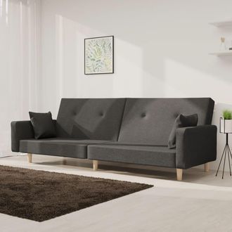 Nova Sof&aacute; Cama De 2 Plazas Con Dos Almohadas Tela Gris Oscuro Vidaxl