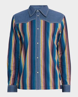 Scotch & Soda Mens Multicolor Stripe Western Shirt