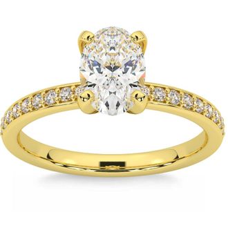 Pompeii3 Certified 2 1/4Ct Oval Diamond Engagement Ring 14k Gold Lab Grown