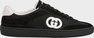 Gucci Men & apos;s G75 Canvas and Suede T-Toe Low-Top Sneakers