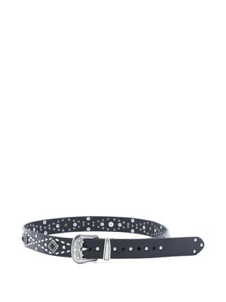 Golden Goose Black Leather Studded Vintage Metal Belt