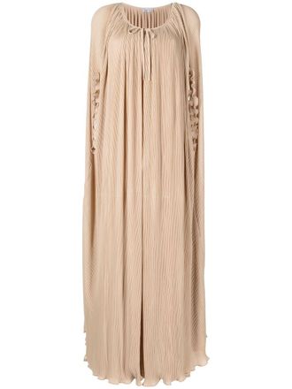 Baruni sleeveless long dress-cape set - Brown