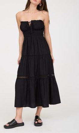Blu Pepper Strapless Midi Dress in Black at Nordstrom Rack, Size Medium