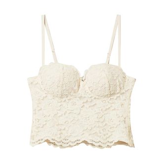 Twin-Set Scalloped Macram&eacute; Bustier Top - Dames - Tops zonder mouwen - Wit - S - Katoen - Tops