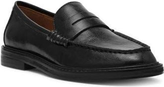 Steve Madden Madison Penny Loafer in Black Leather at Nordstrom, Size 7