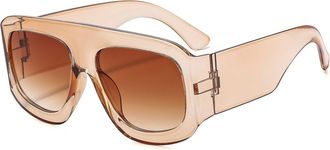 Generic Square Large Frame Mens Sunglasses Outdoor Commuter Womens Sun Glasses(Orange)