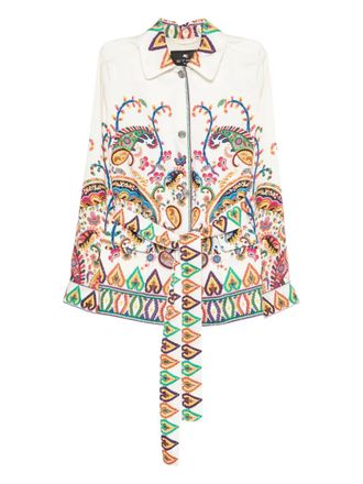 Etro paisley-print belted jacket - Neutrals