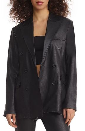 Commando Oversize Double Breasted Faux Leather Blazer in Black at Nordstrom, Size Large