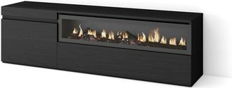 Skraut Home Skraut Home - Mueble Tv, Televisi&oacute;n, Muebles De Sal&oacute;n, Almacenaje, 150x45x35cm, Para Tv Hasta 65, Chimenea El&eacute;ctrica, Estilo Moderno, Negro