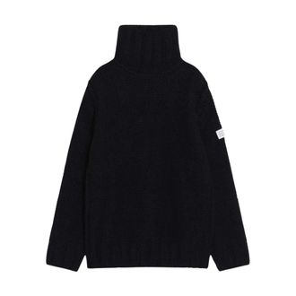 Maison Margiela Turtlenecks, male, Black, Size: M Black Virgin Wool Sweater