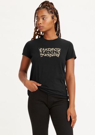 Levi's T-Shirt LEVIS LSE THE PERFECT TEE, Damen, Gr. L (40), schwarz (bw leopard caviar), Jersey, Obermaterial: 100% Baumwolle, bedruckt, figurumspielend h&uuml;f