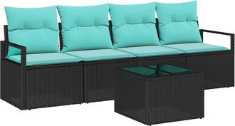 vidaXL Juego De Sof&aacute; 5 Uds. 4-n&uacute;mero De Plazas Negro Y Turquesa Vidaxl