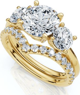 Pompeii3 Certified 2 1/2Ct Athena Engagement & Wedding Ring Set 14k Gold or Pt Lab Grown