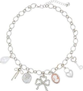 BP. Bow Charm Necklace in Rhodium at Nordstrom