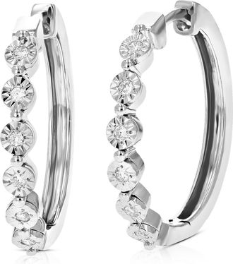 Vir Jewels 1/8 cttw Lab Grown Diamond Hoops Earrings in Sterling Silver With Hidden Post For Women