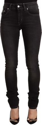 Gianfranco Ferre Washed Mid Waist Cotton Denim Skinny Jeans