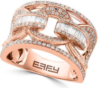 Effy 14K Rose Gold Diamond Openwork Band Ring in 14K Gold at Nordstrom, Size 7