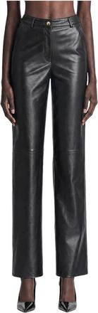 Max Mara Legno Broeken - Dames - Leren Broeken - Zwart - 3XS - Leer - Broeken