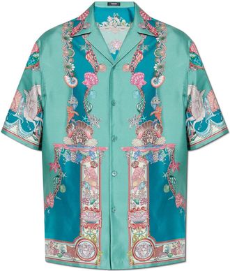 Versace Silk Shirt With coral Theatre Print